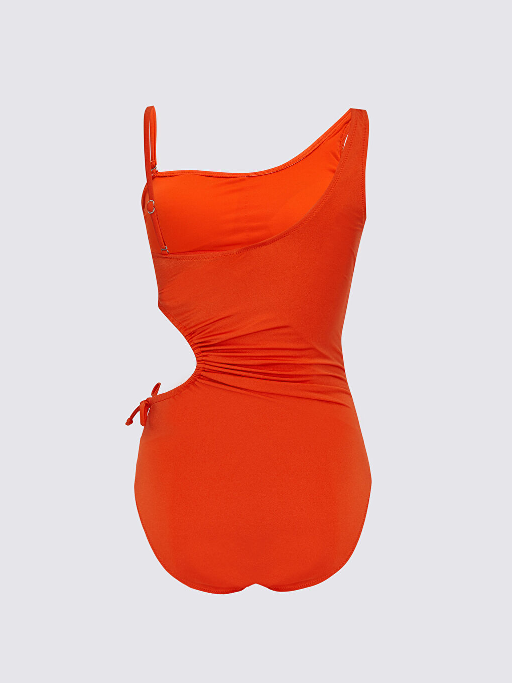 Turuncu Düz Pencere Detaylı Kadın Mayo-1