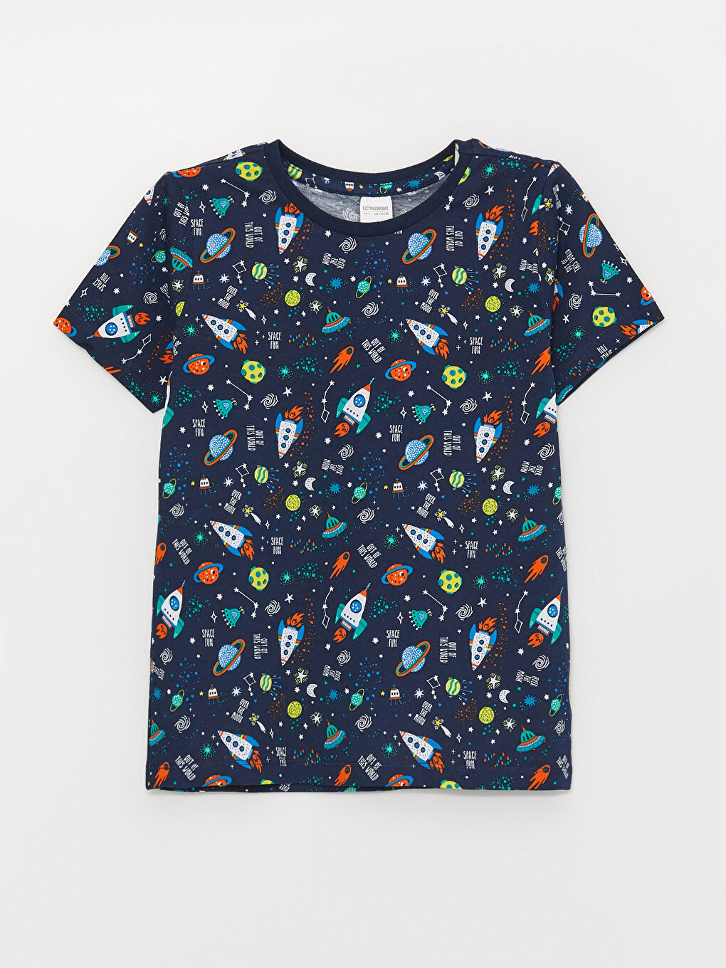 Lacivert Bisiklet Yaka Baskılı Kısa Kollu Erkek Çocuk Şortlu Pijama Takımı 2'li-1