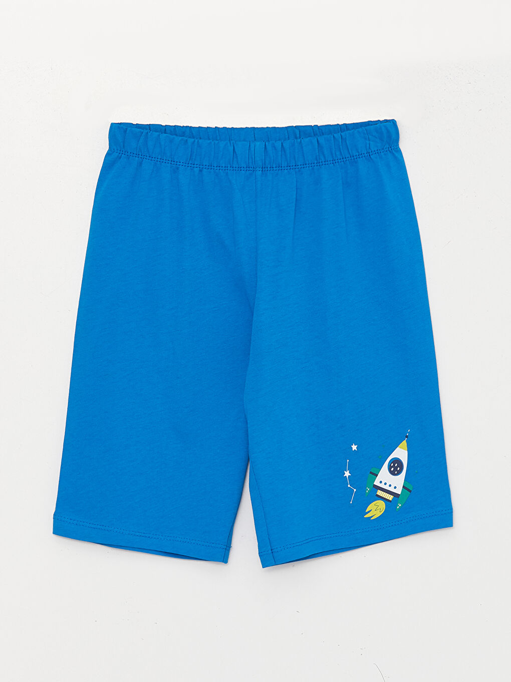 Lacivert Bisiklet Yaka Baskılı Kısa Kollu Erkek Çocuk Şortlu Pijama Takımı 2'li-4