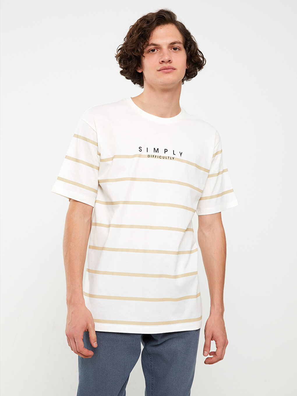 Crew Neck Short Sleeve Printed Combed Cotton Men's T-shirt-1