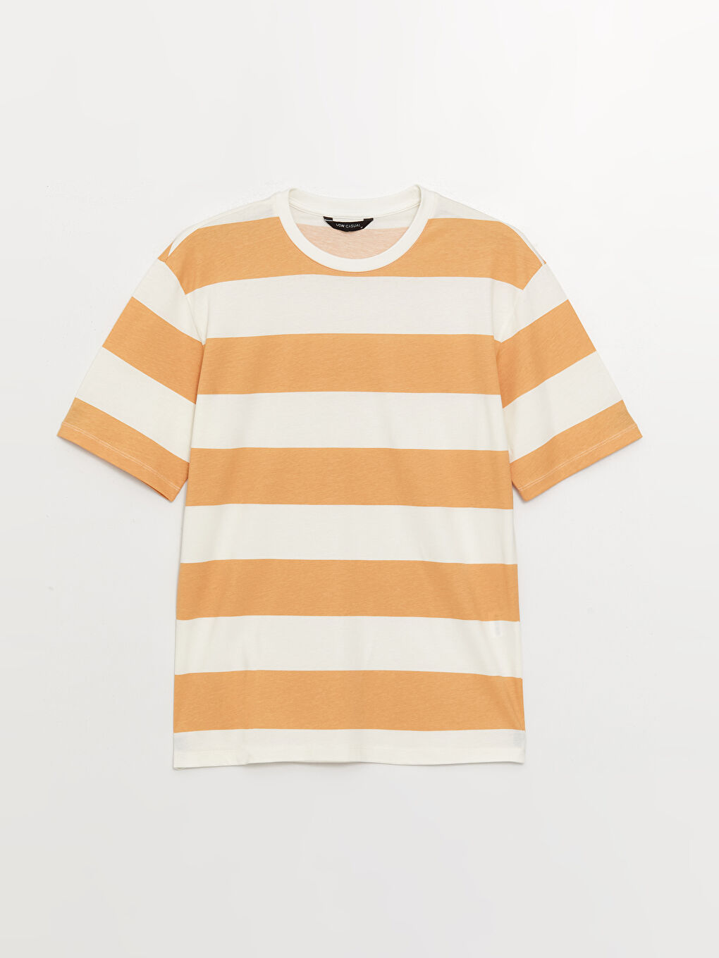 Sarı Bisiklet Yaka Kısa Kollu Renk Bloklu Penye Erkek Tişört-5