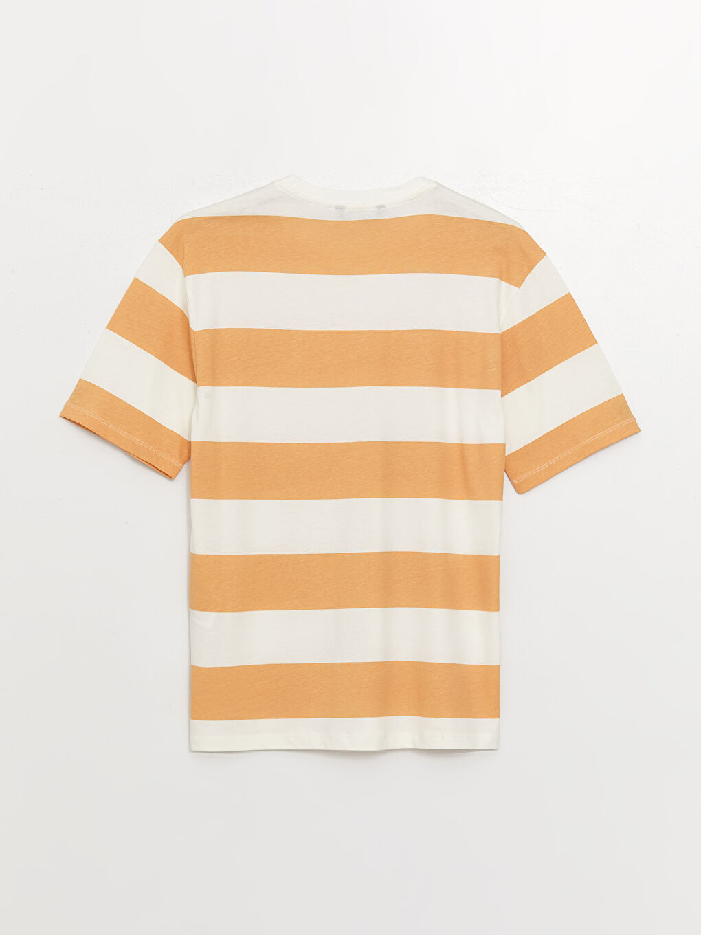 Sarı Bisiklet Yaka Kısa Kollu Renk Bloklu Penye Erkek Tişört-6