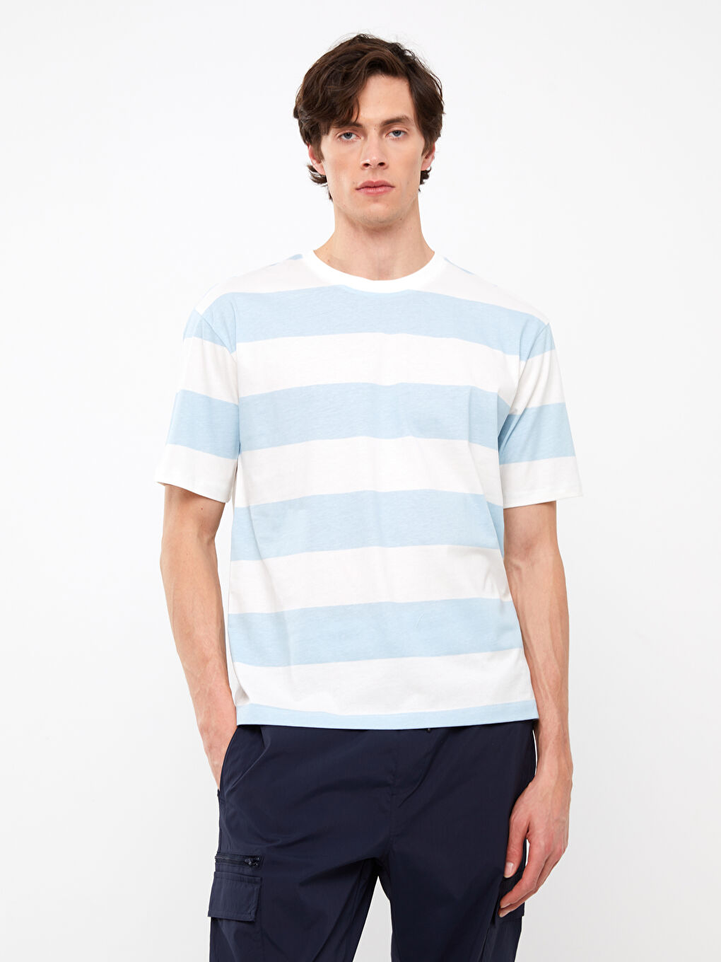 Crew Neck Short Sleeve Color Block Jersey Men's T-Shirt-1