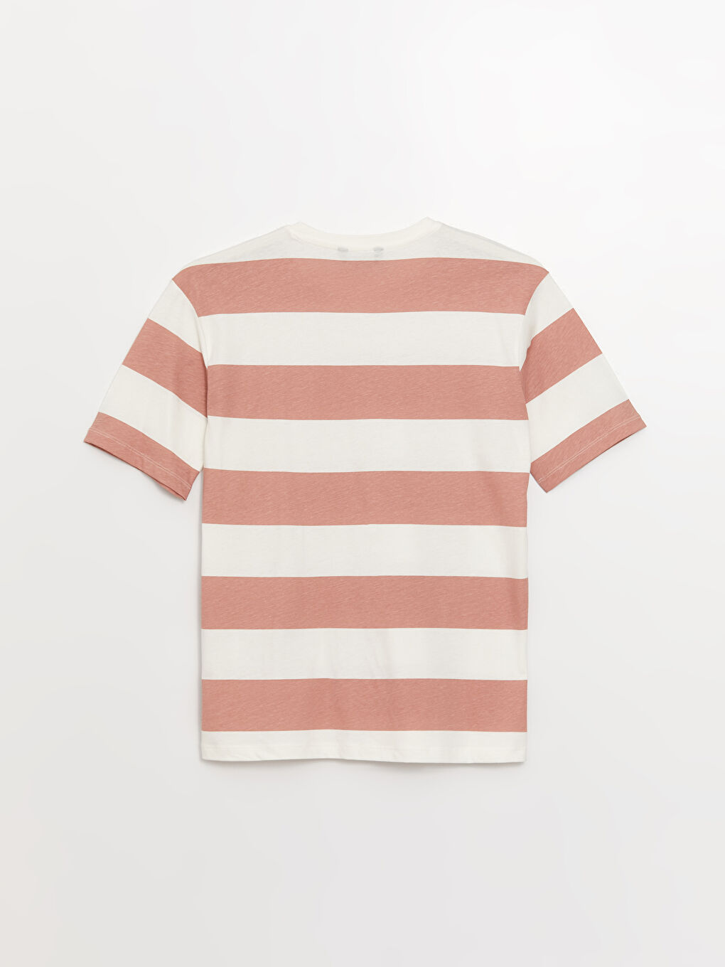 Pembe Bisiklet Yaka Kısa Kollu Renk Bloklu Penye Erkek Tişört-6