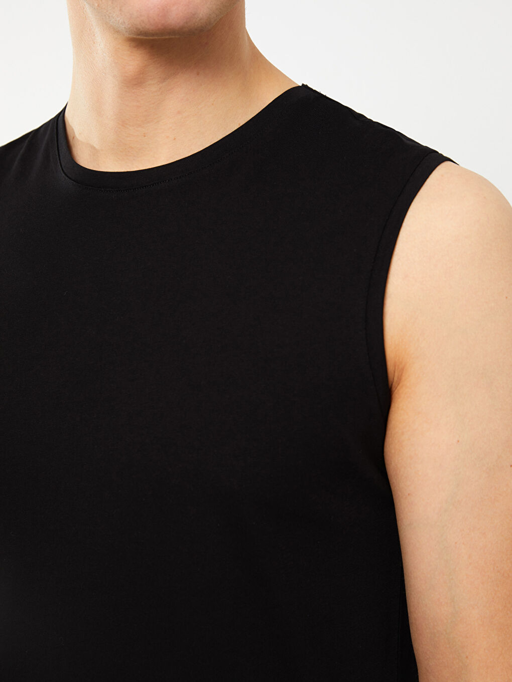 تيشيرت بدون أكمام ياقة دائرية جيرسي للرجال-3