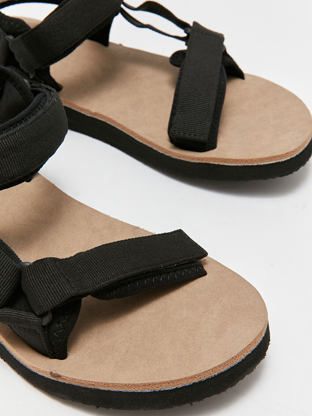 Siyah Cırt Cırtlı Çift Bantlı Erkek Sandalet-2