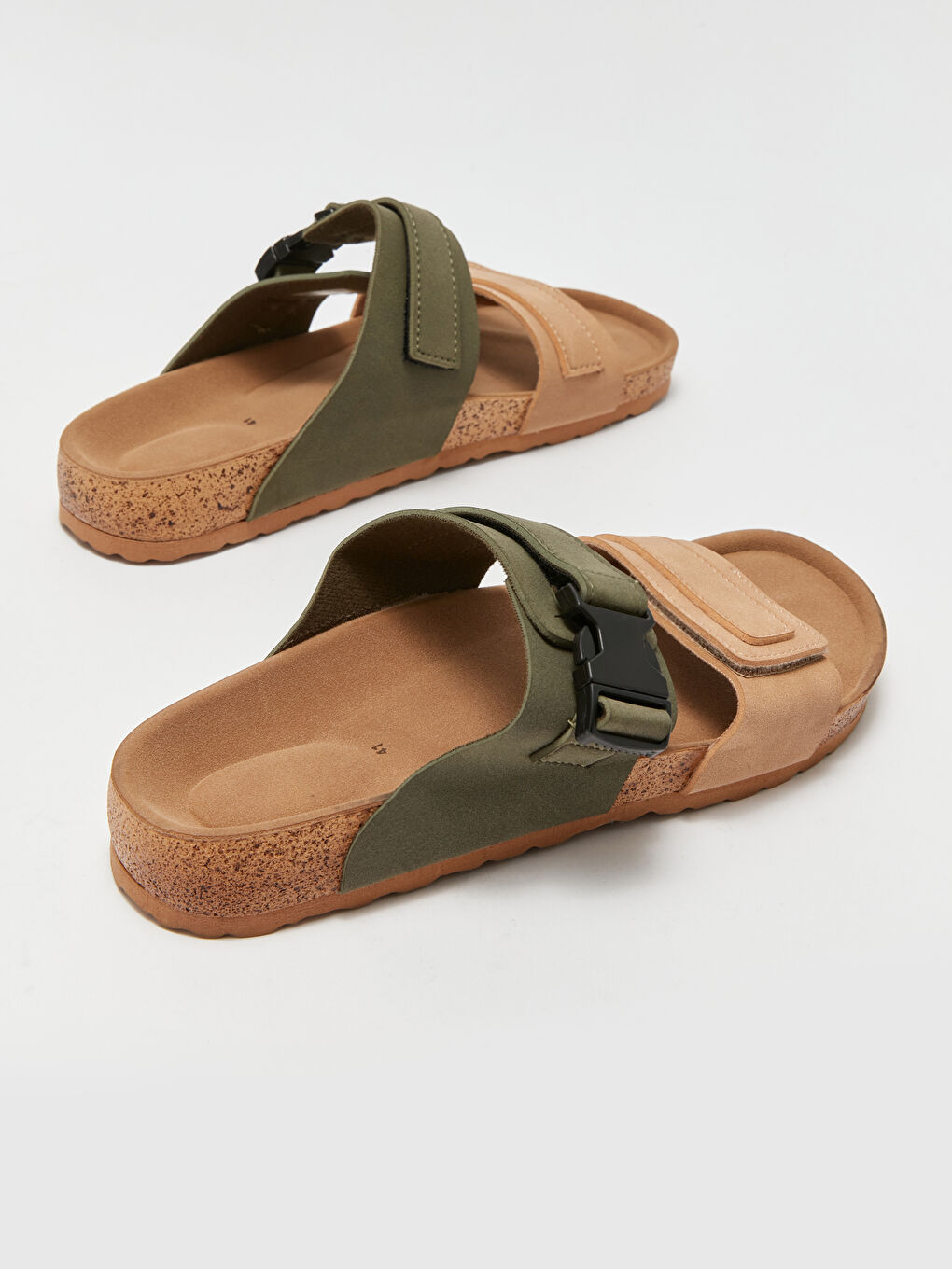 Haki Cırt Cırtlı Çift Bantlı Erkek Sandalet-4