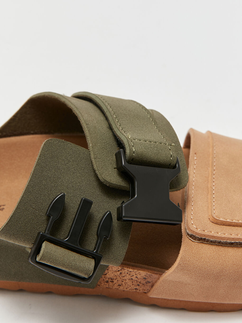 Haki Cırt Cırtlı Çift Bantlı Erkek Sandalet-5