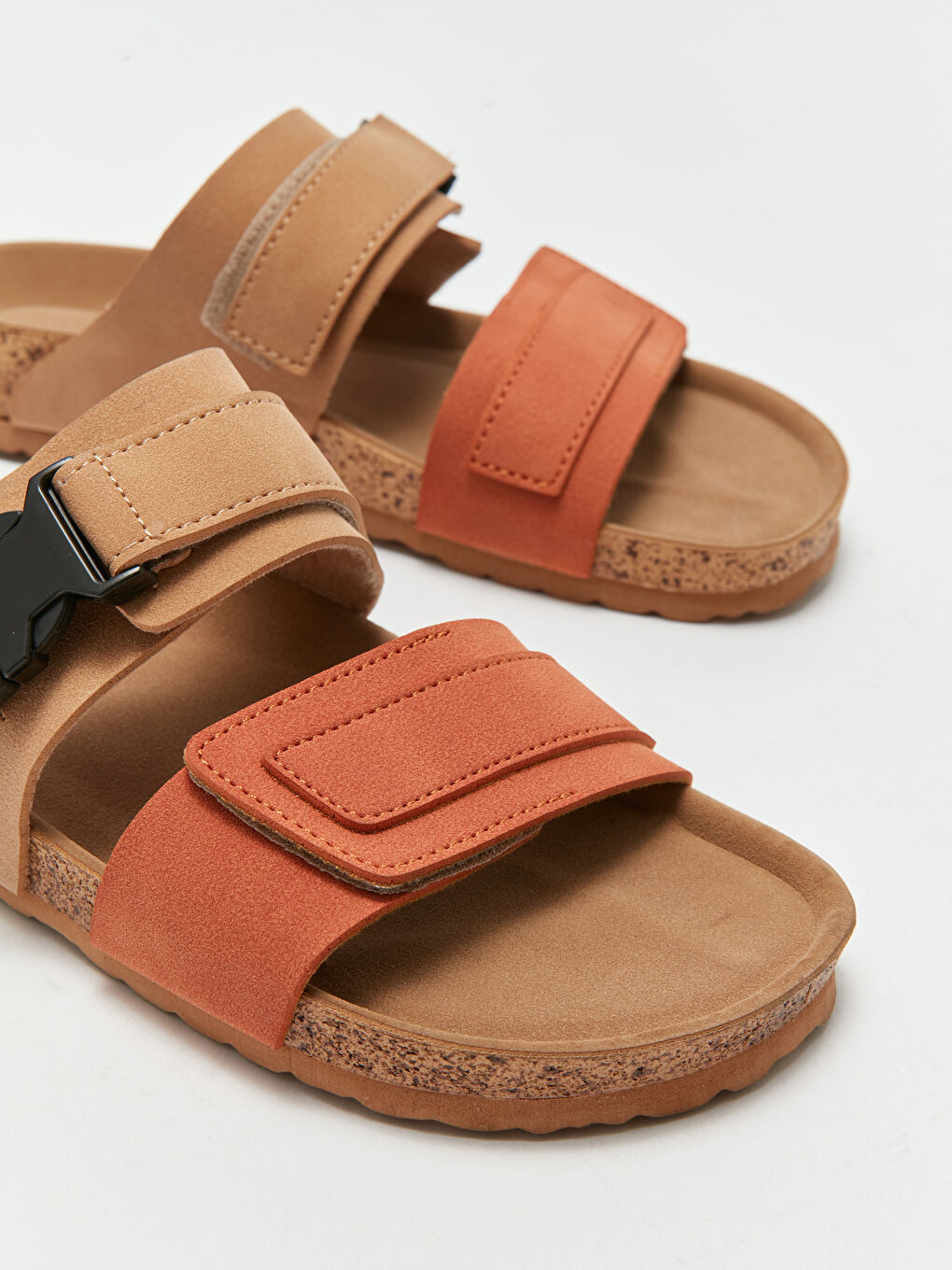 Kahverengi Cırt Cırtlı Çift Bantlı Erkek Sandalet-2