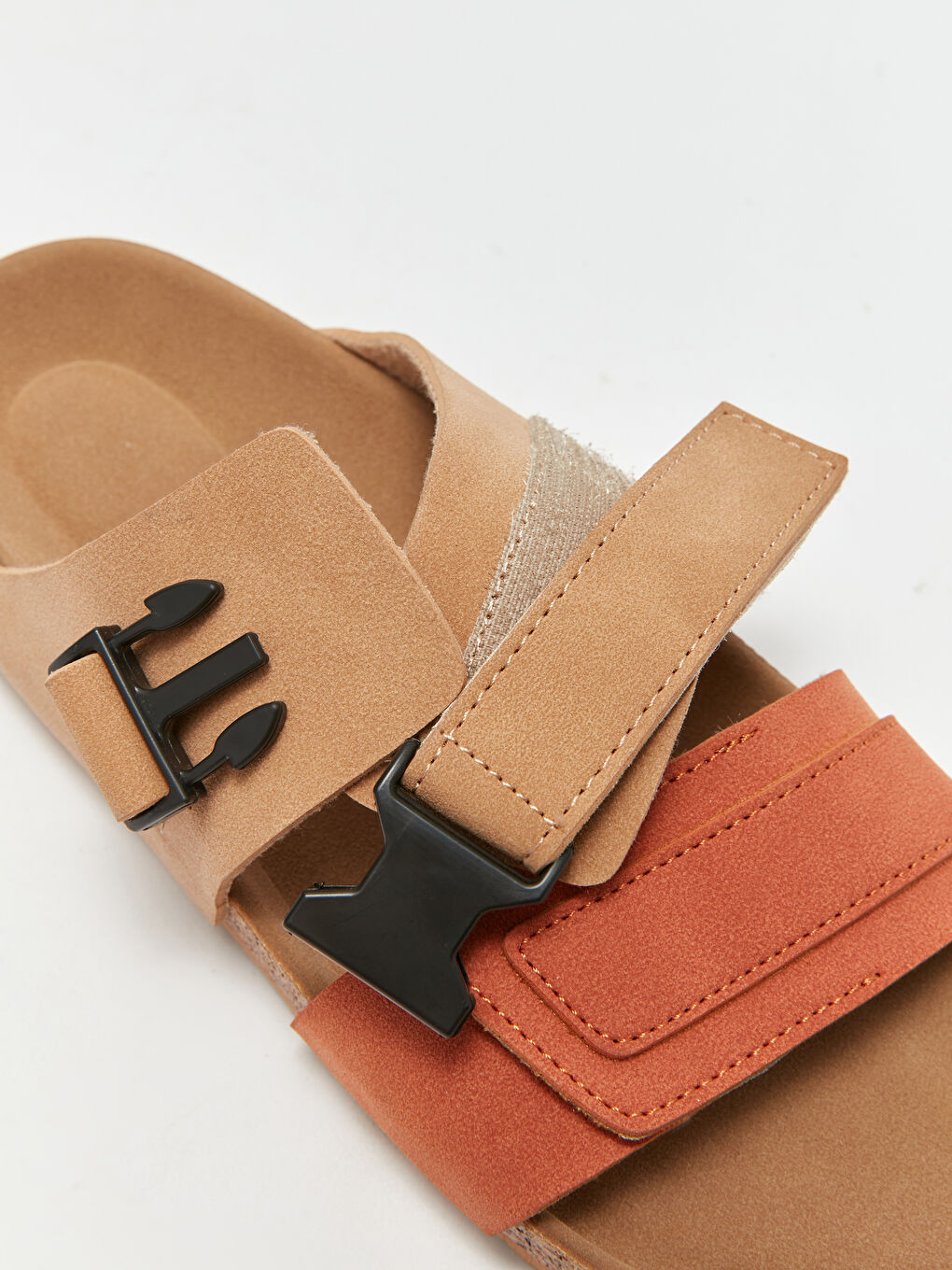 Kahverengi Cırt Cırtlı Çift Bantlı Erkek Sandalet-5