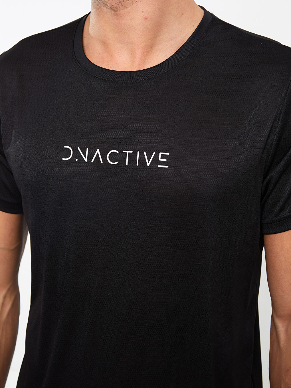 Siyah Bisiklet Yaka Kısa Kollu Baskılı Erkek Spor Tişört-3