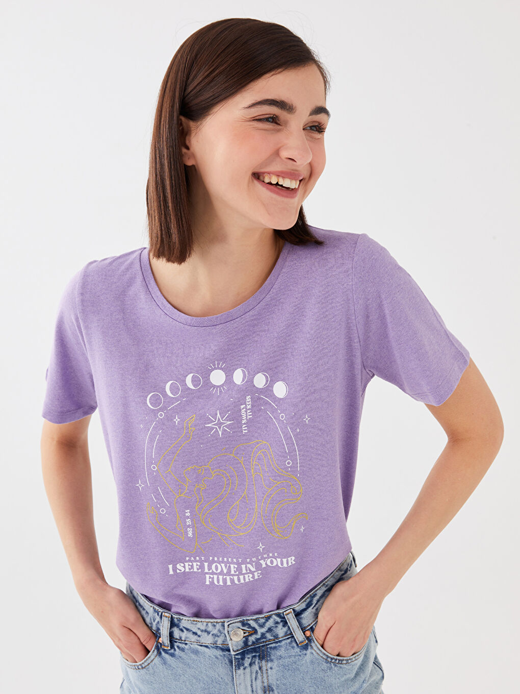 LC Waikiki Crew Neck Printed Short Sleeve Women's T-Shirt -S3AG05Z8-S89