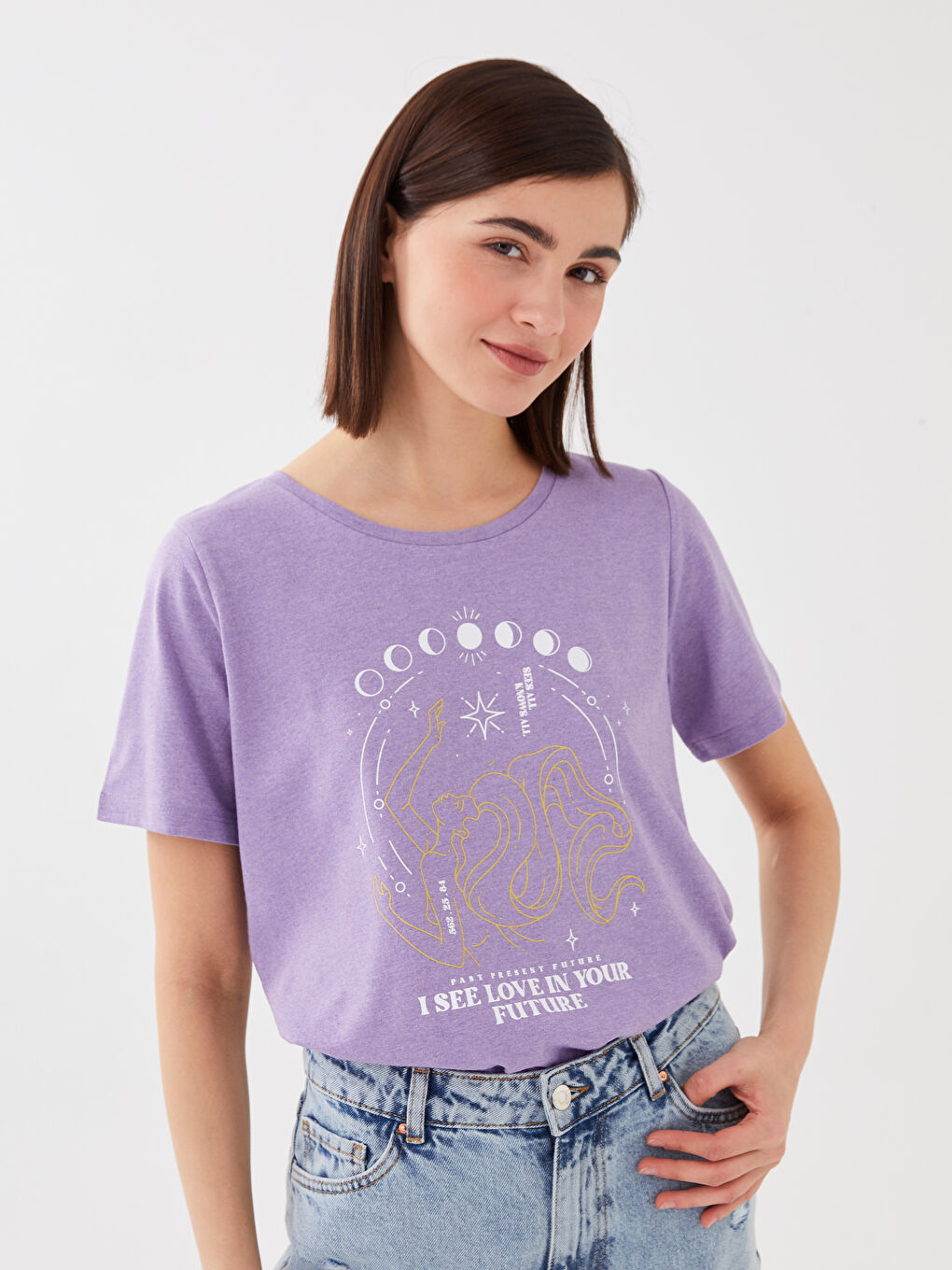LC Waikiki Crew Neck Printed Short Sleeve Women's T-Shirt -S3AG05Z8-S89