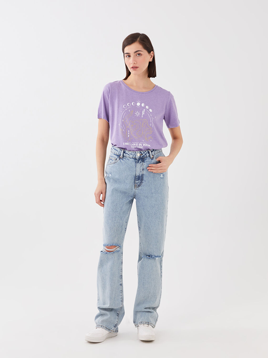 LC Waikiki Crew Neck Printed Short Sleeve Women's T-Shirt -S3AG05Z8-S89