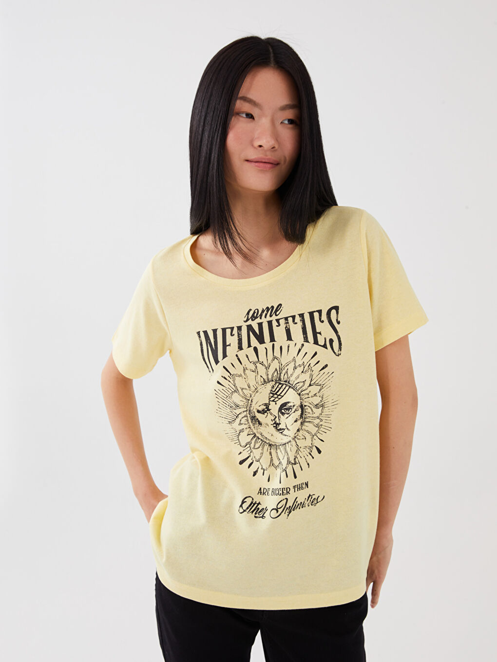 Crew Neck Printed Short Sleeve Women's T-shirt -S3AG12Z8-SAA
