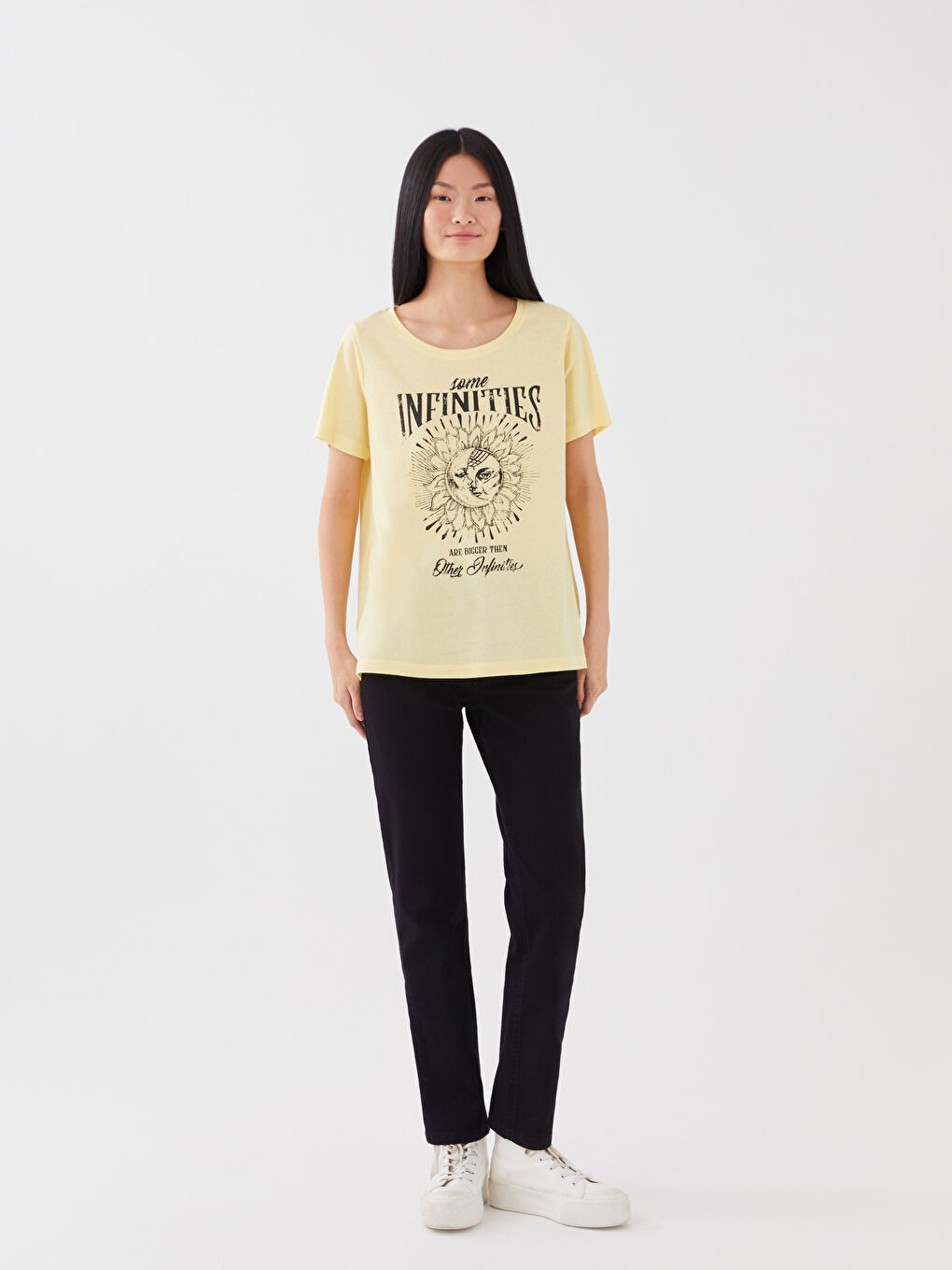 Crew Neck Printed Short Sleeve Women's T-shirt -S3AG12Z8-SAA
