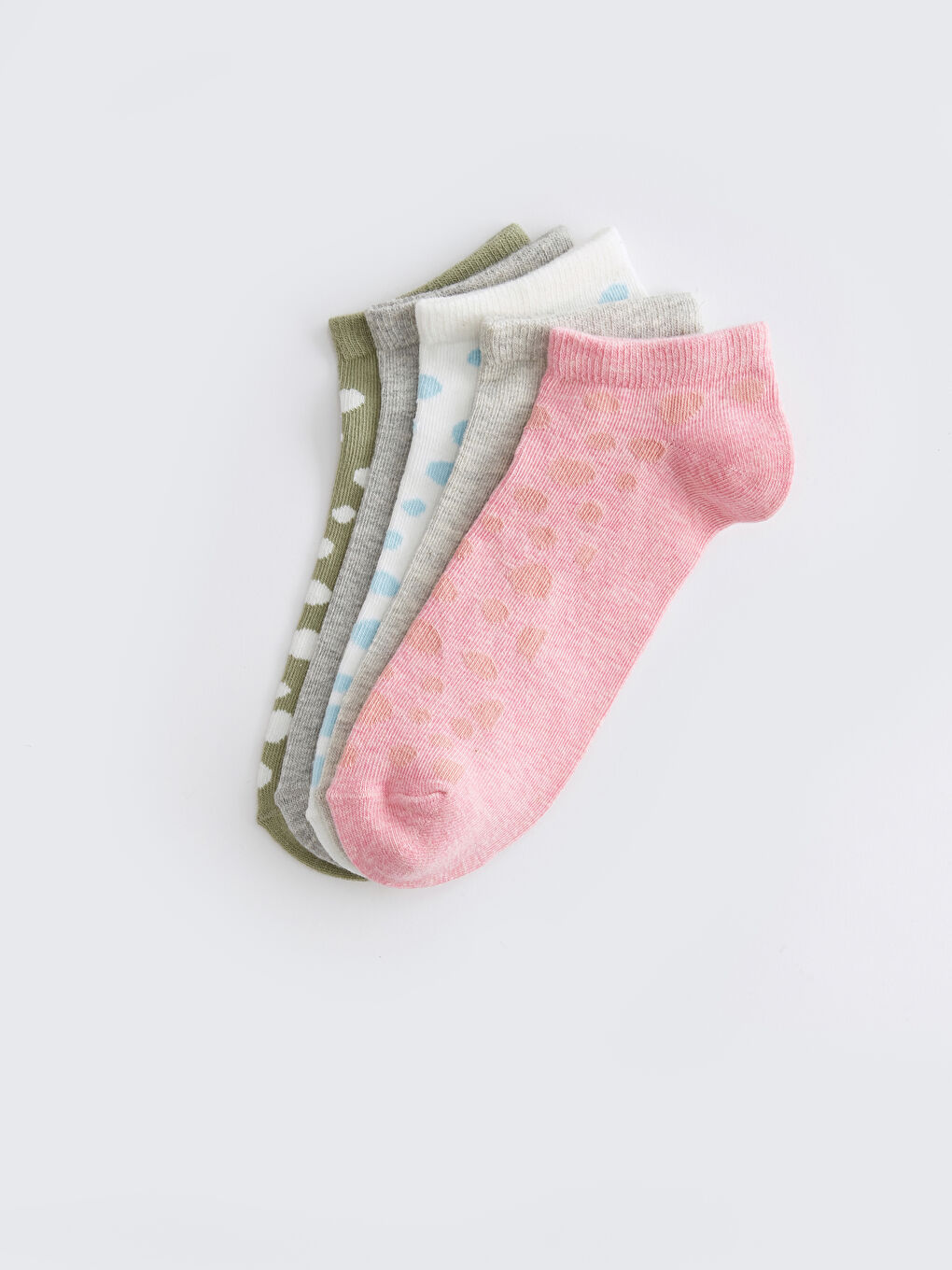 Pembe Desenli Kadın Patik Çorap 5'li-1