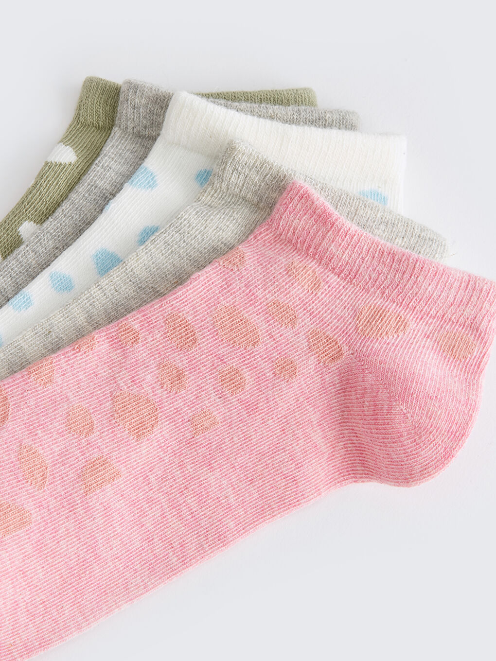 Pembe Desenli Kadın Patik Çorap 5'li-2