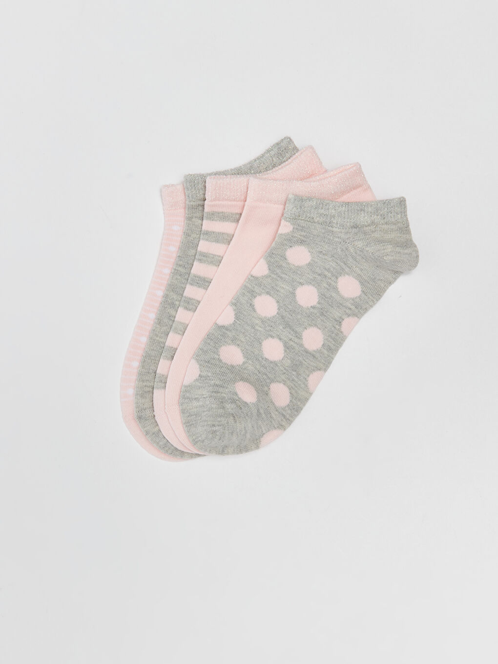 Gri Desenli Kadın Patik Çorap 5'li-1
