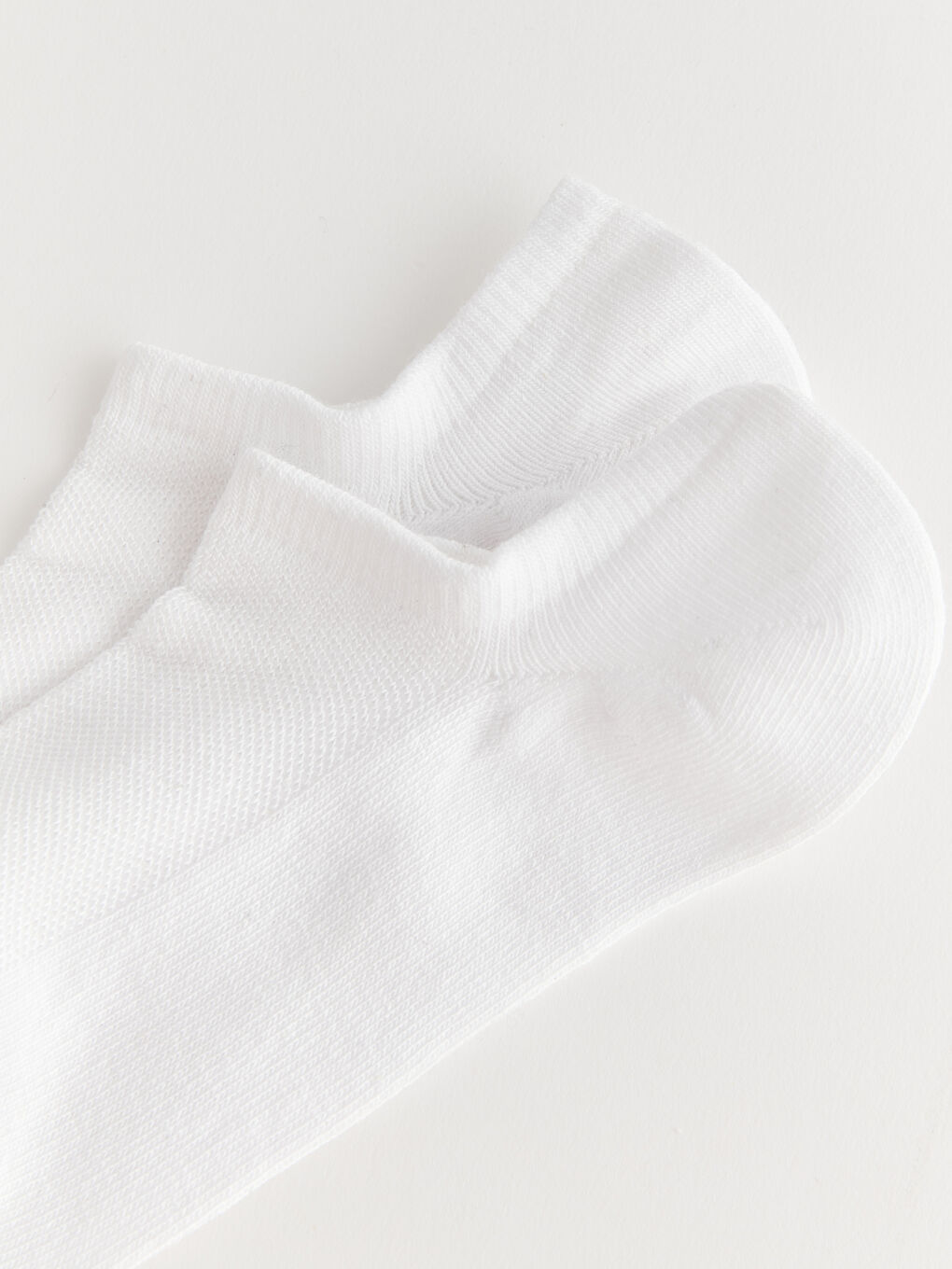 Beyaz Kadın Düz Babet Çorap 3'lü-5