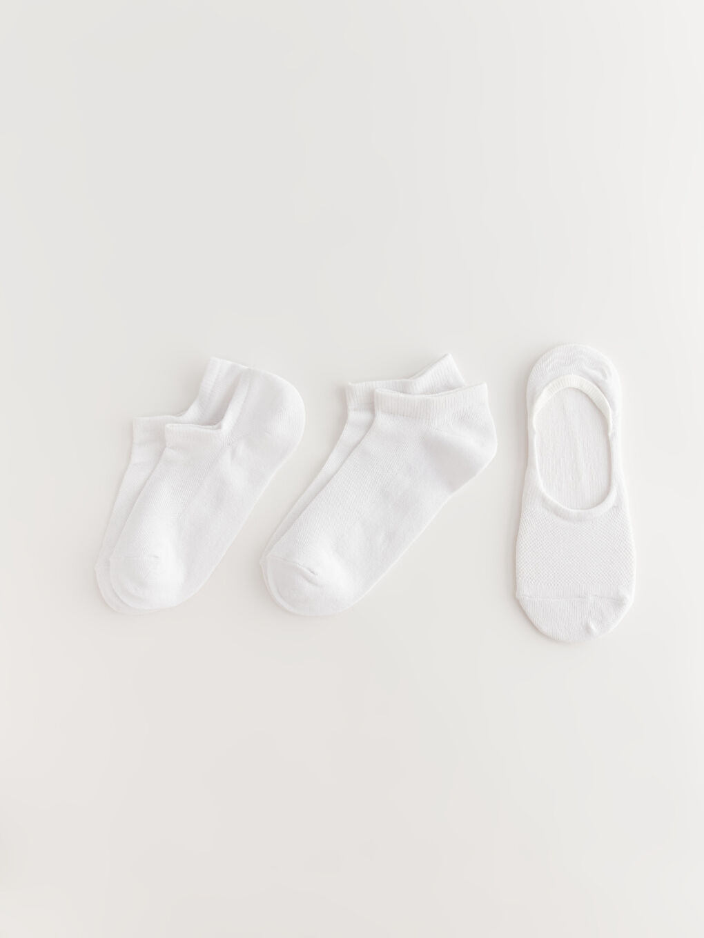 Beyaz Kadın Düz Babet Çorap 3'lü