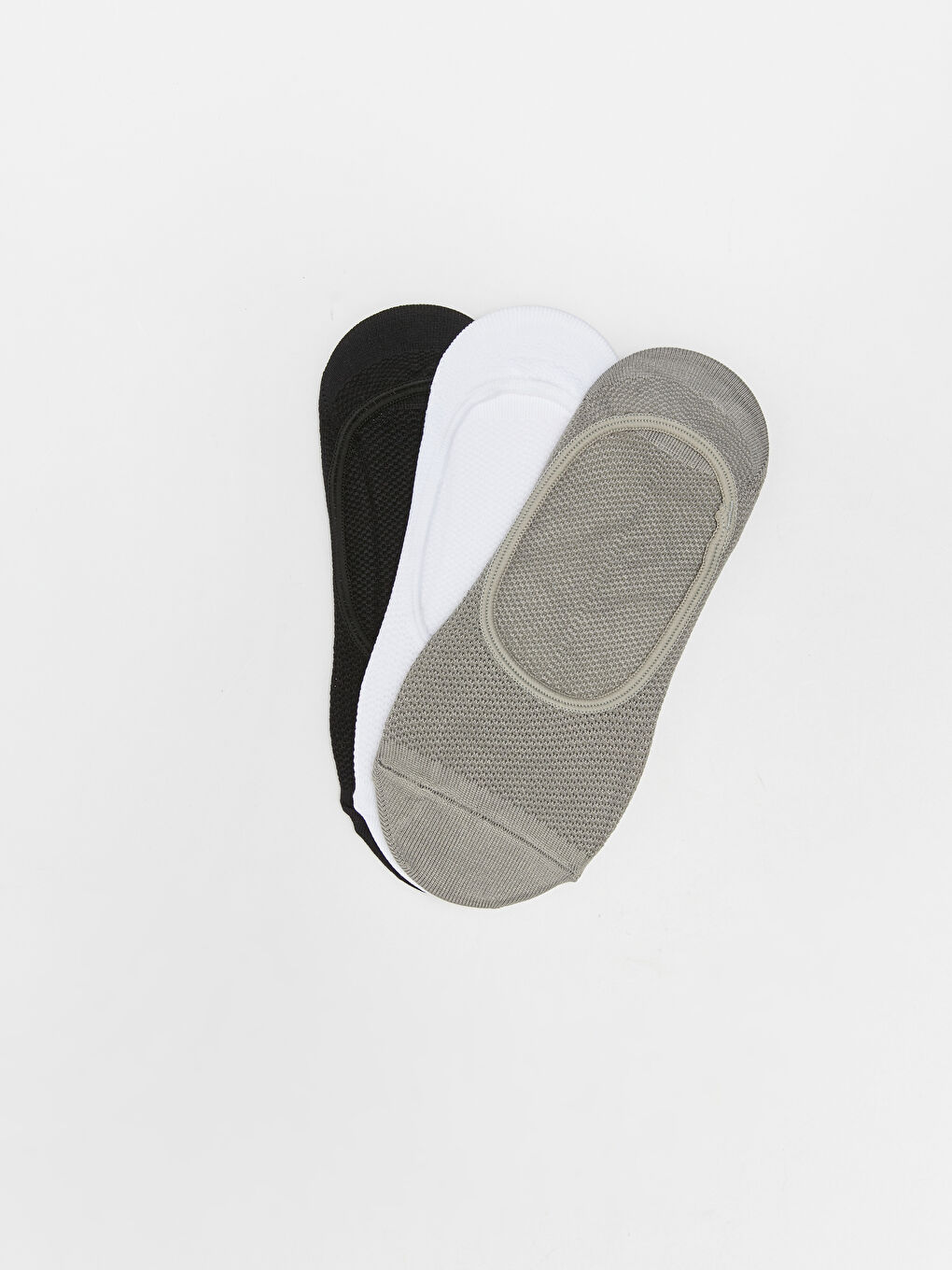 Beyaz Kadın Düz Babet Çorap 3'lü-1