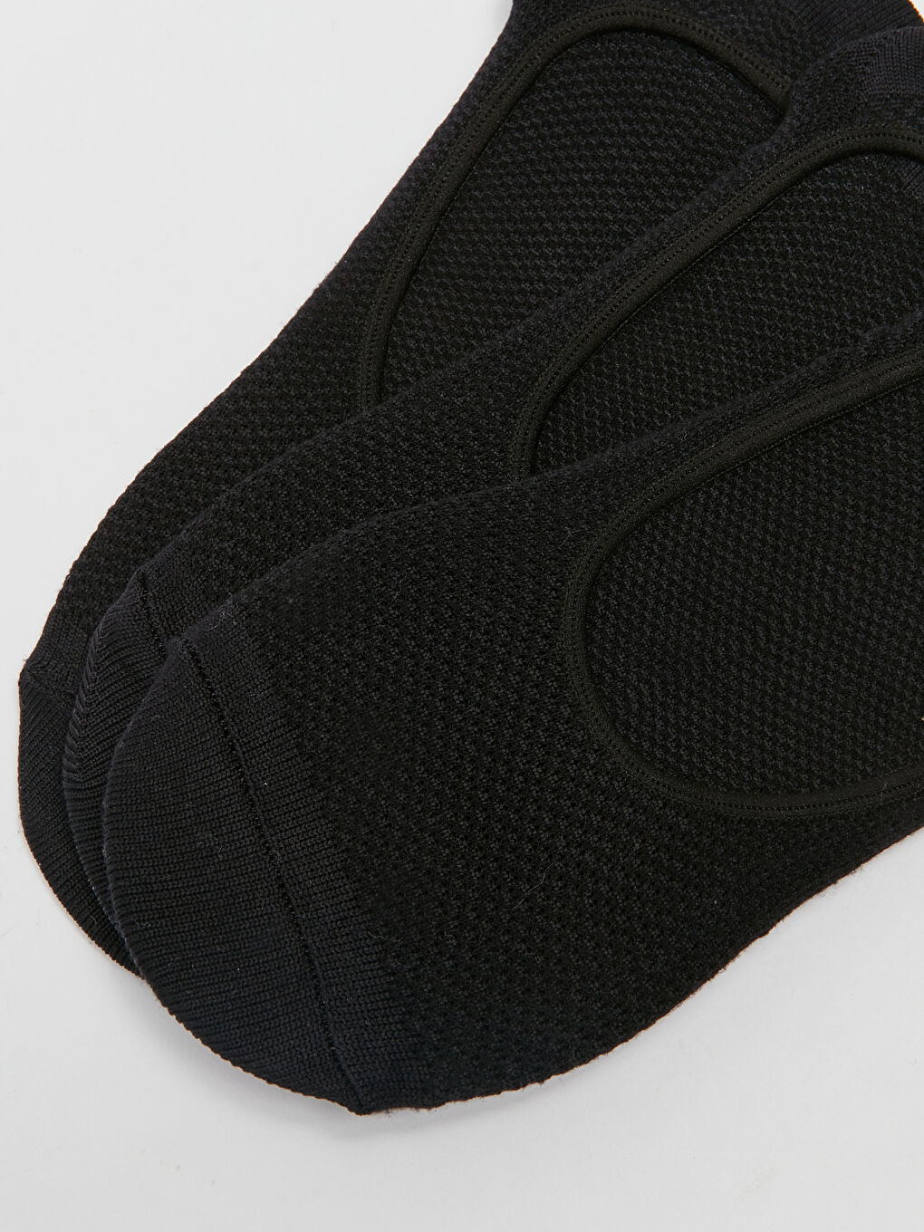 Siyah Kadın Düz Babet Çorap 3'lü-2
