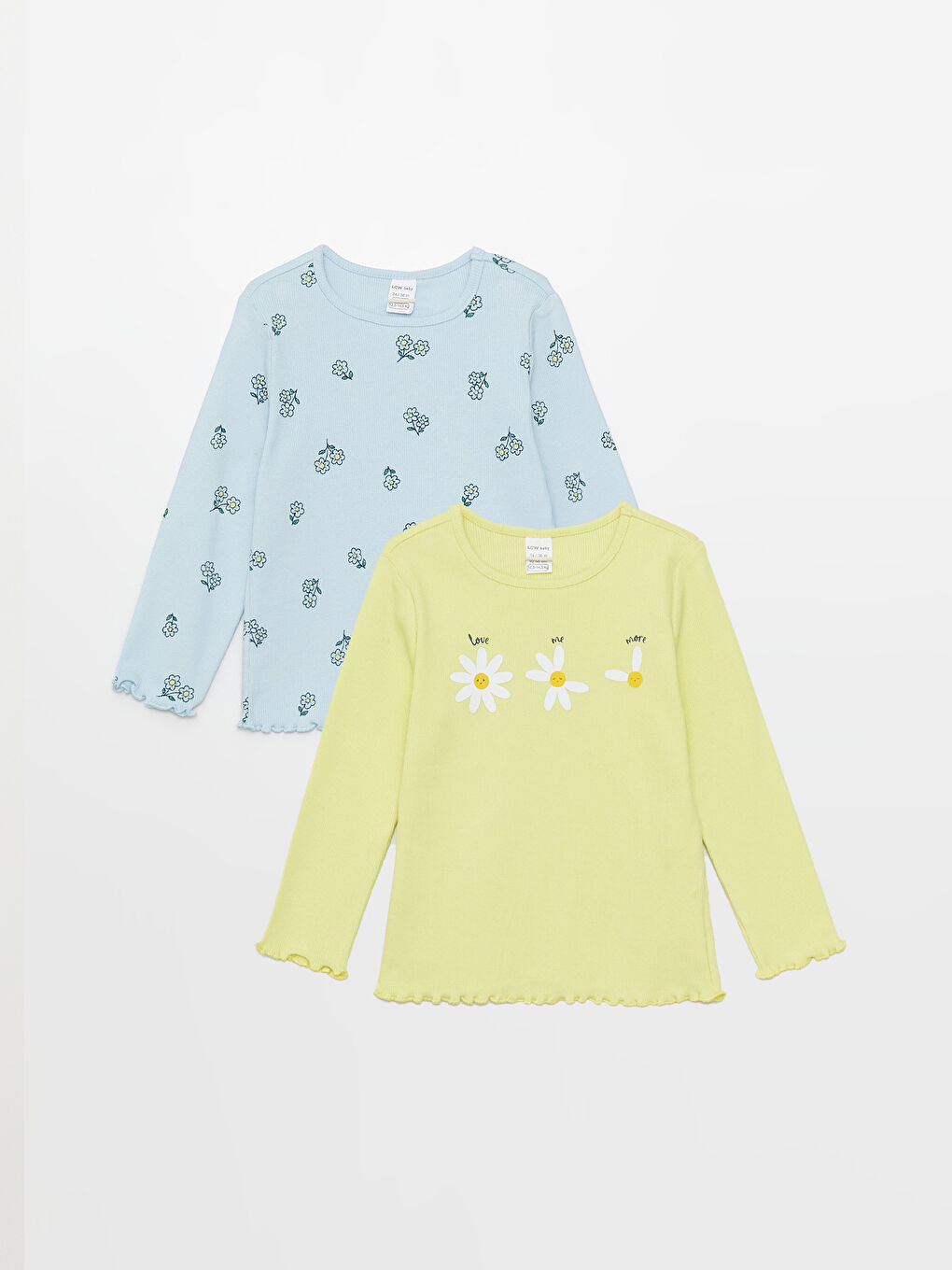 LCW baby Rundhalsausschnitt Langarm Bedrucktes Baby Mädchen T-Shirt 2er-Pack -S3AH05Z1-LQQ