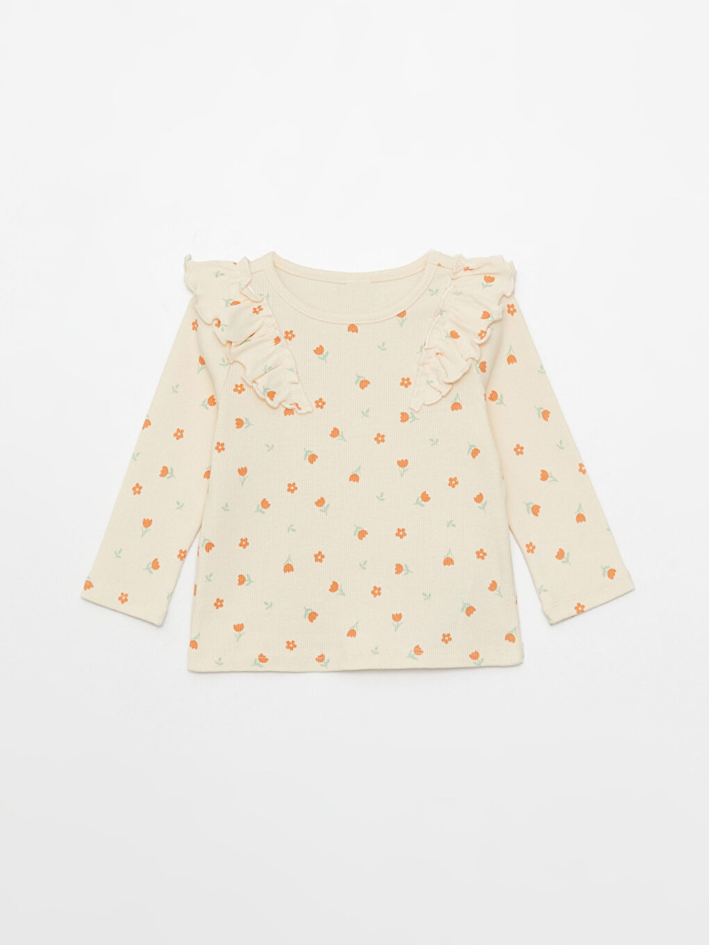 Mercan Pamuklu Uzun Kollu Kız Bebek Tişört 2'li-1