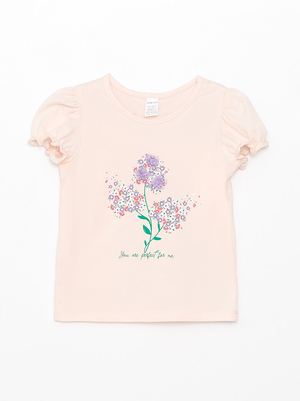 تيشيرت بياقة دائرية وكم قصير للبنات الرضع - مجموعة من 2-2