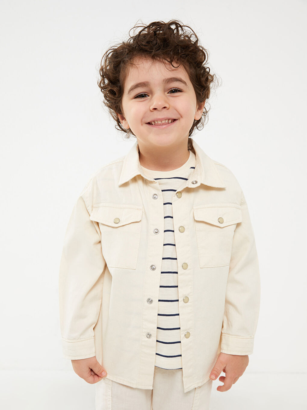 Chemise Basique Gabardine à Manches Longues pour Garçon Bébé