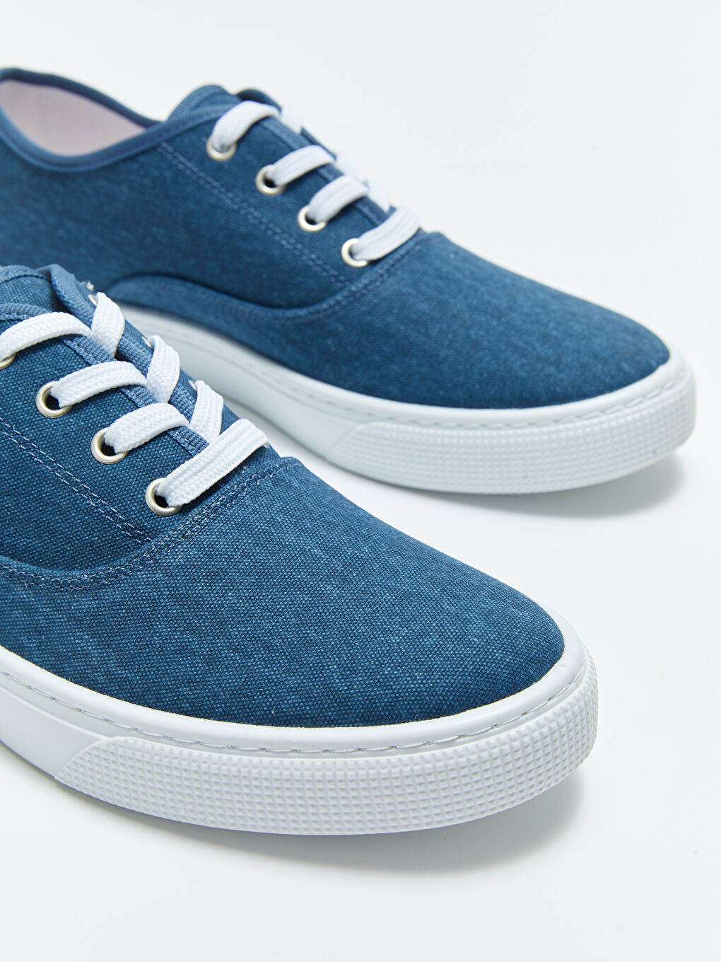 Lacivert Bağcıklı Keten Erkek Spor Ayakkabı-2