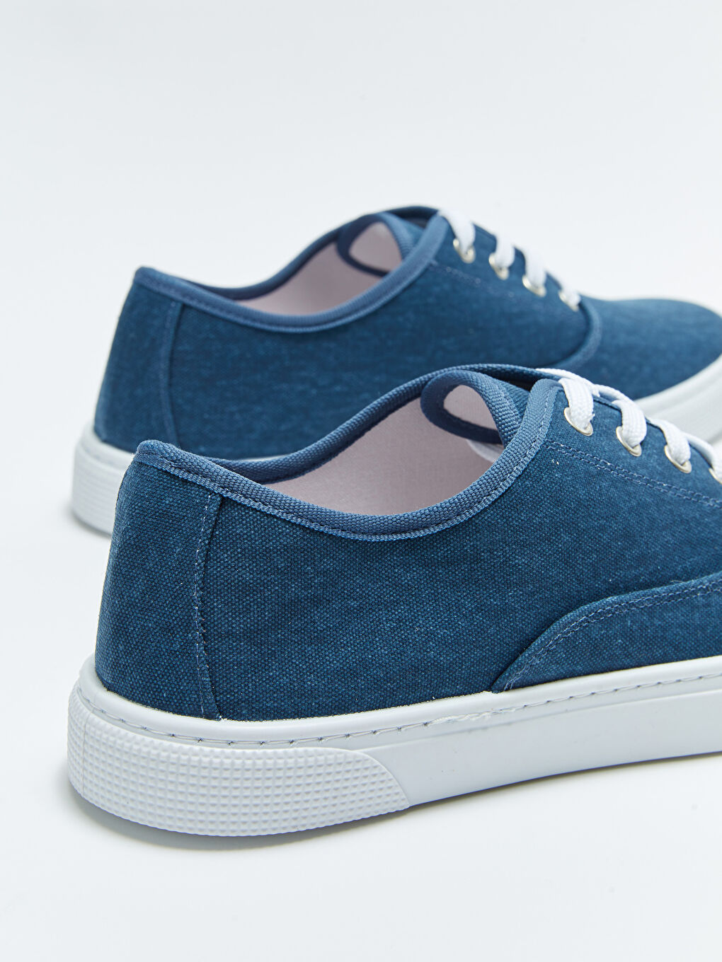 Lacivert Bağcıklı Keten Erkek Spor Ayakkabı-4