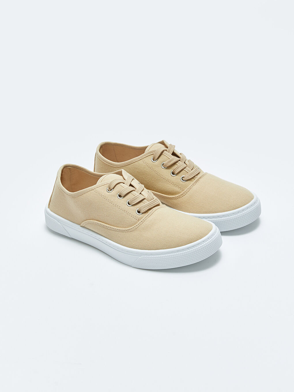 Bej Bağcıklı Keten Erkek Spor Ayakkabı