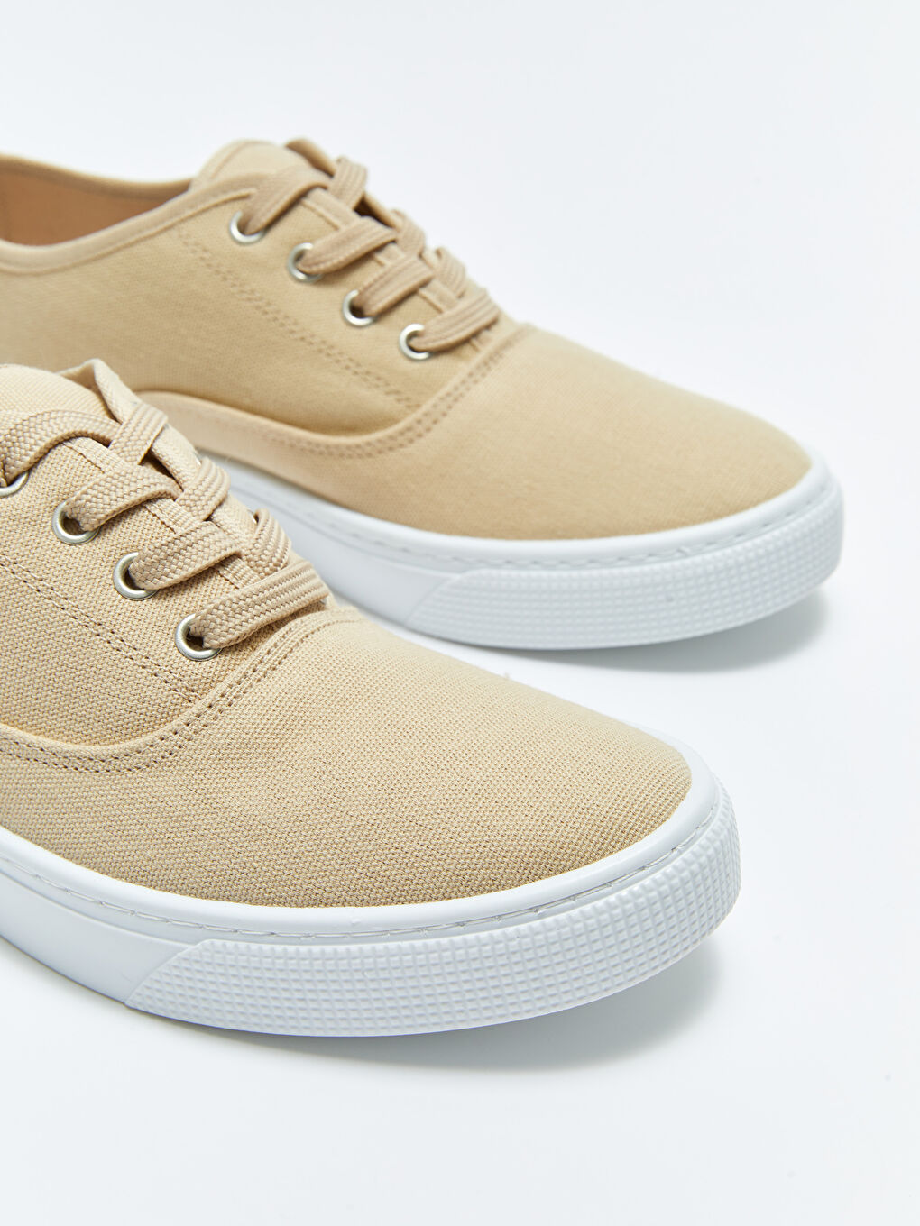 Bej Bağcıklı Keten Erkek Spor Ayakkabı-2