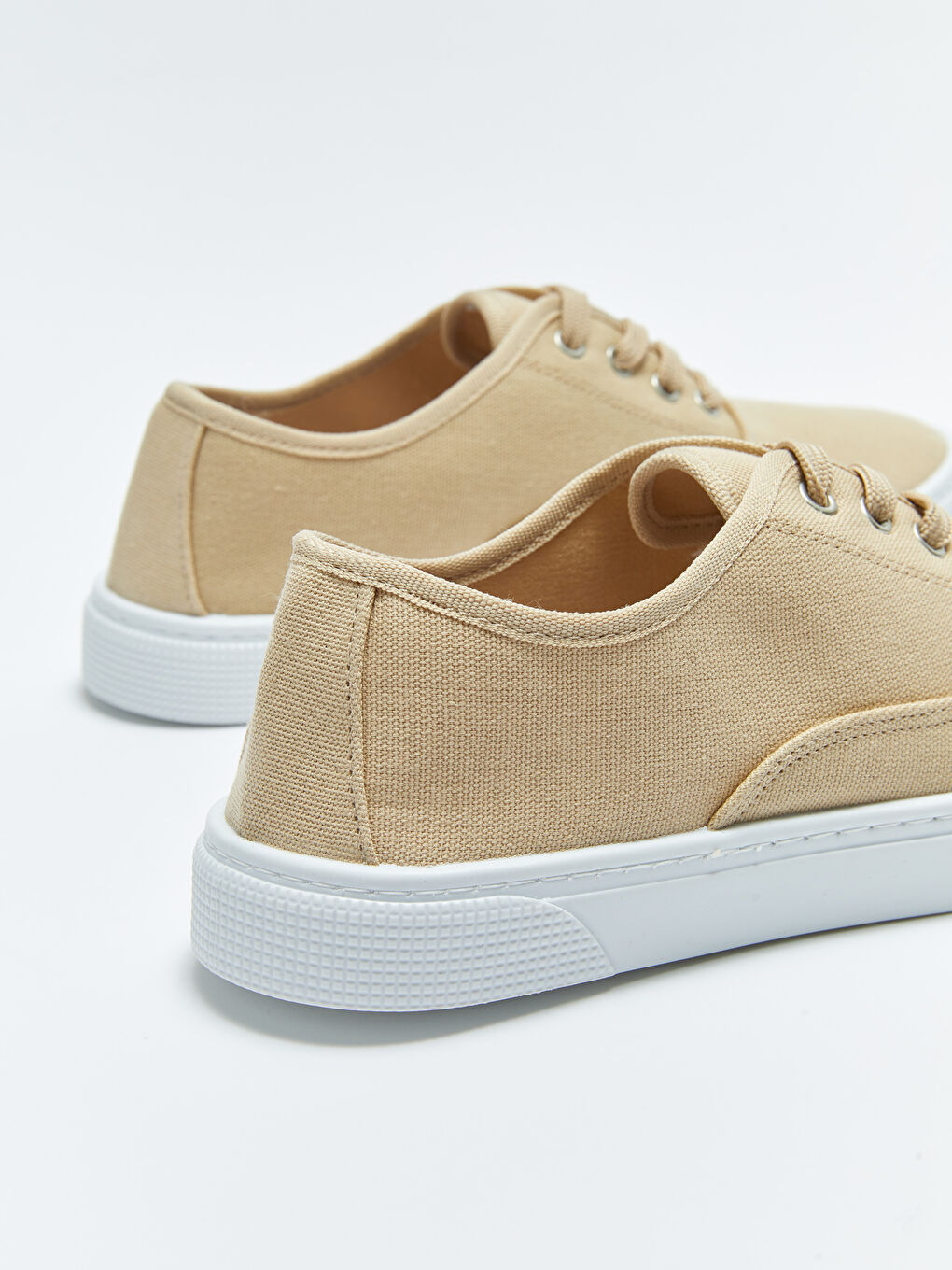 Bej Bağcıklı Keten Erkek Spor Ayakkabı-4