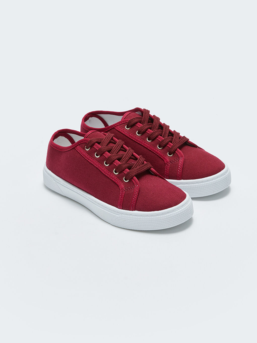 Bordo Bağcıklı Keten Kadın Spor Ayakkabı