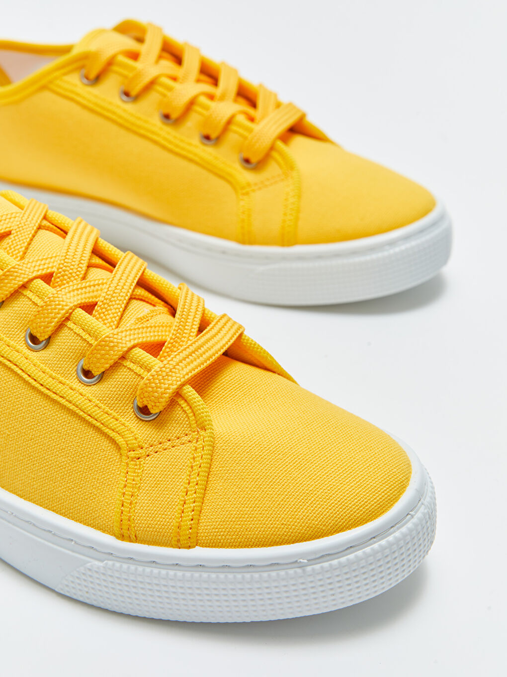 Sarı Bağcıklı Keten Kadın Spor Ayakkabı-2