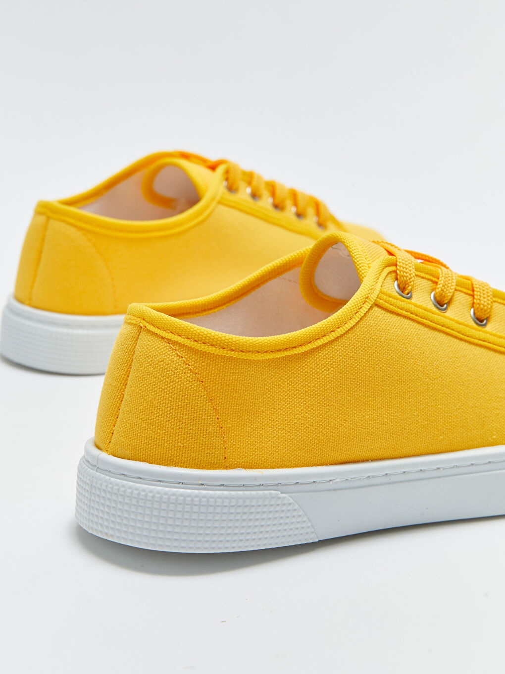 Sarı Bağcıklı Keten Kadın Spor Ayakkabı-4