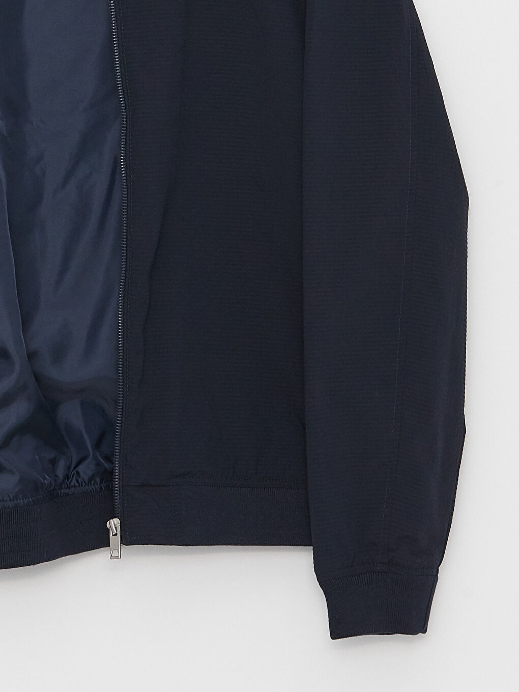 Lacivert Slim Fit Kolej Yaka Bomber Erkek Mont-9