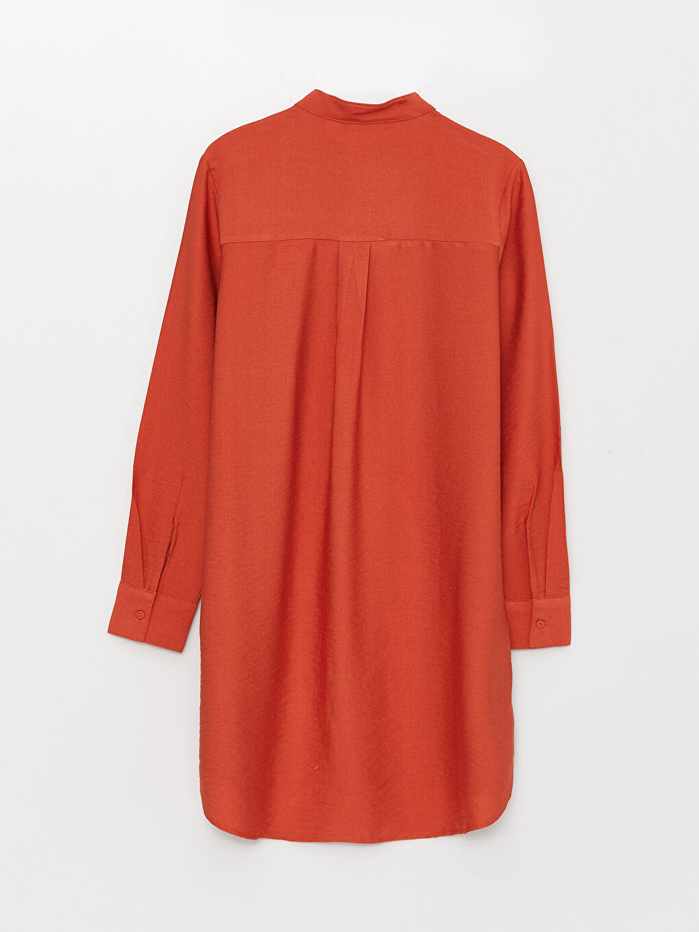 Turuncu Dik Yaka Düz Uzun Kollu Kadın Tunik-6