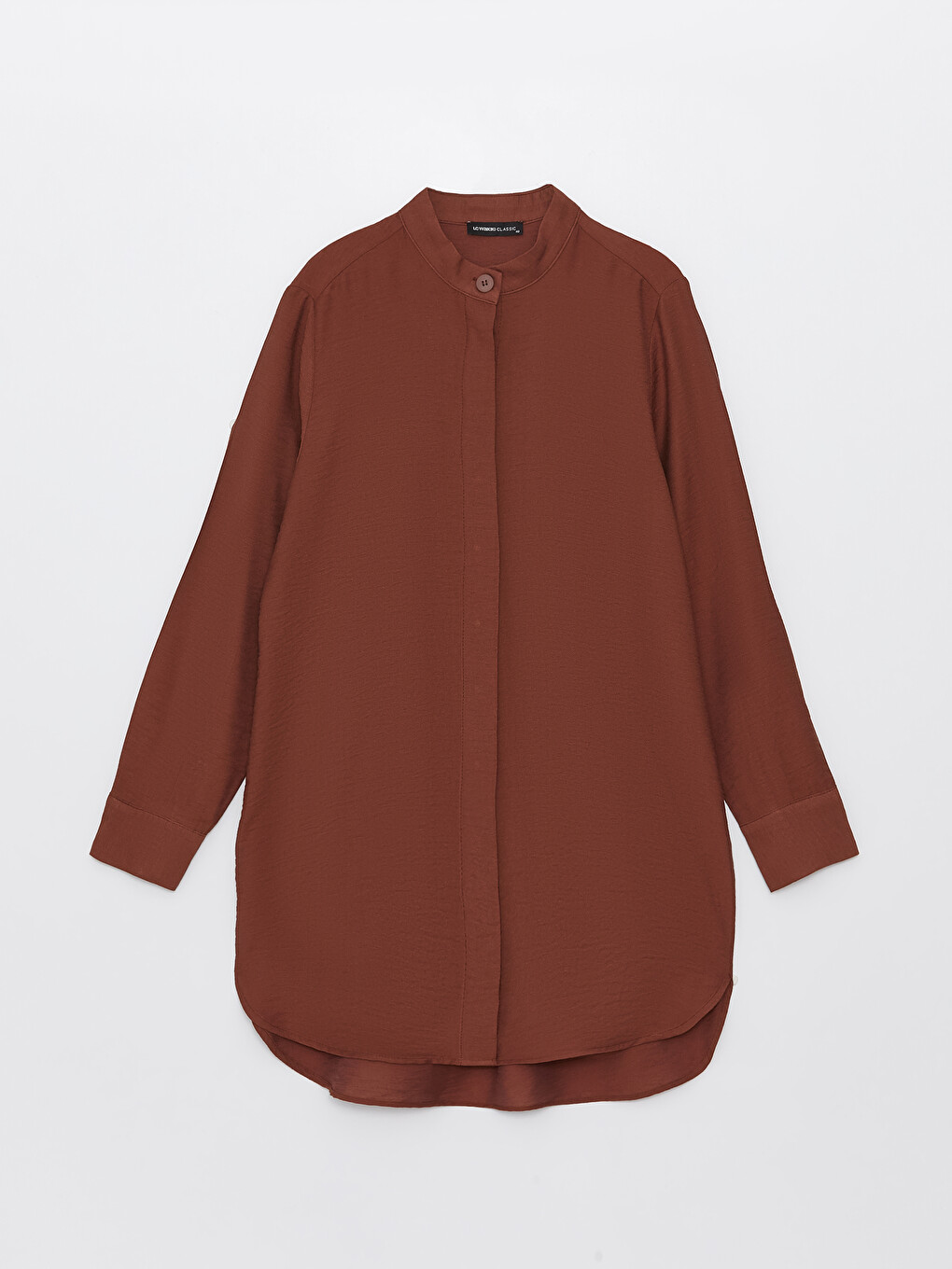Funnel Neck Plain Long Sleeve Women's Tunic-5