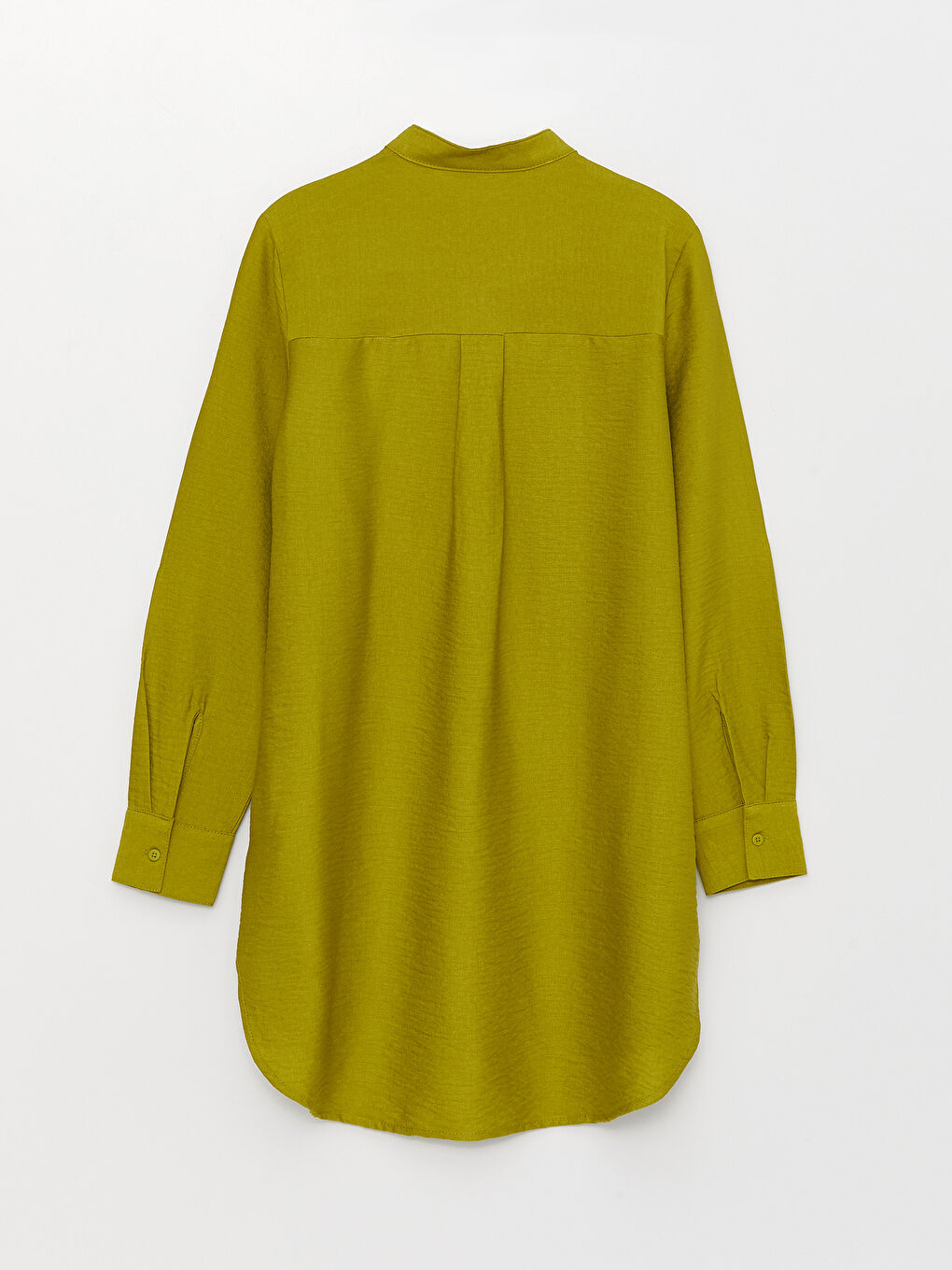 Yeşil Dik Yaka Düz Uzun Kollu Kadın Tunik-6