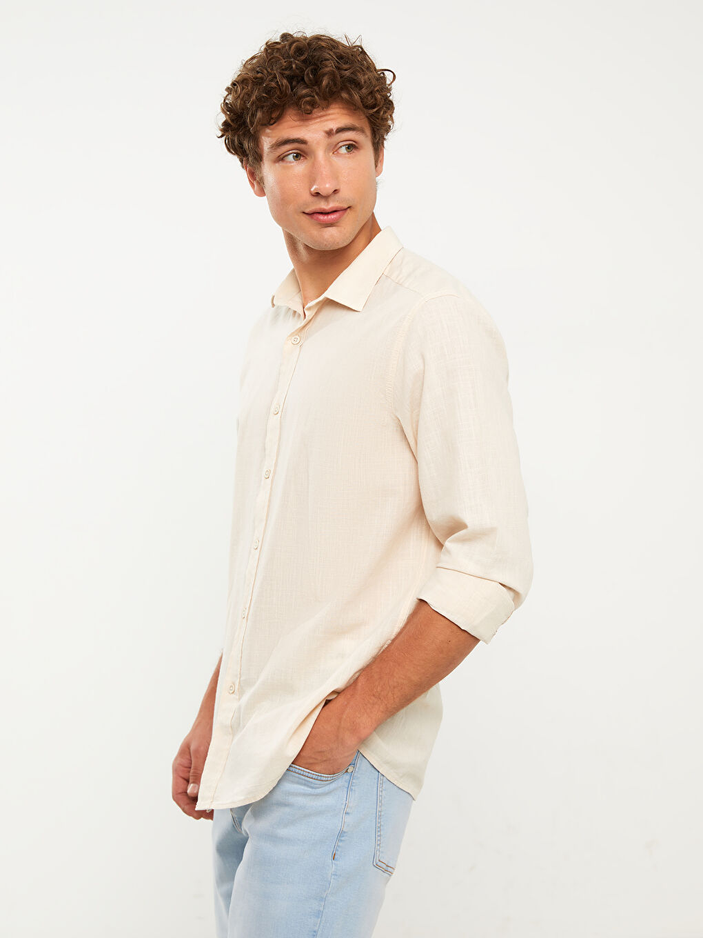 Ерлерге арналған ұзын жеңді поплин жейде