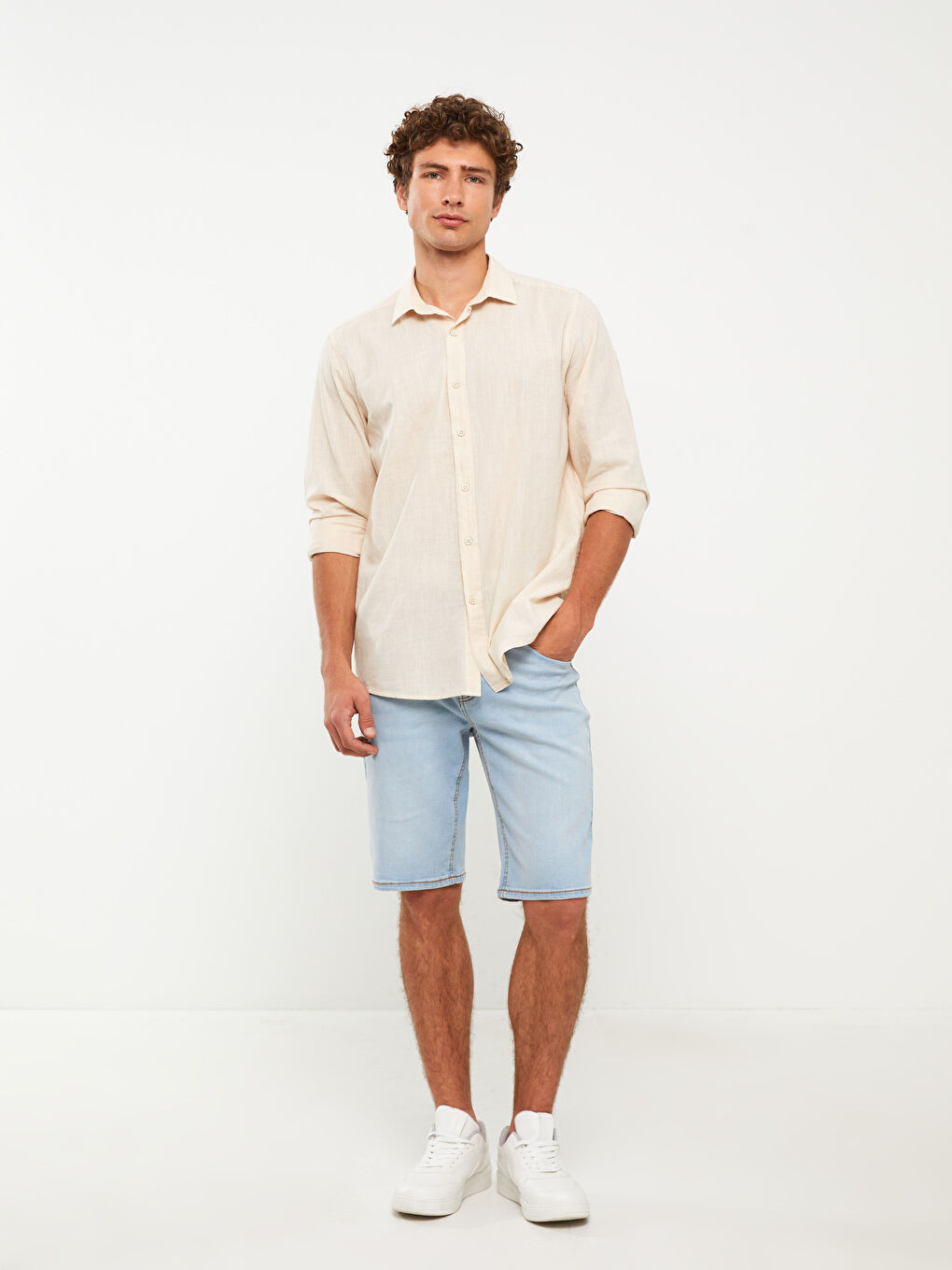 Ерлерге арналған ұзын жеңді поплин жейде-2