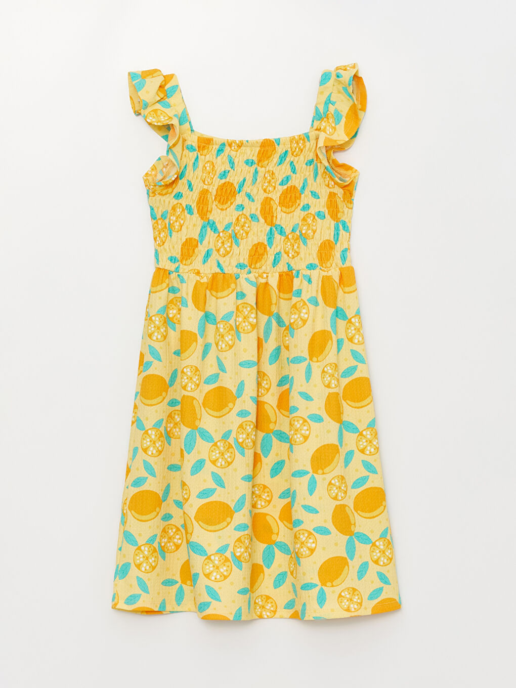 Square Collar Patterned Girls' Dress-1