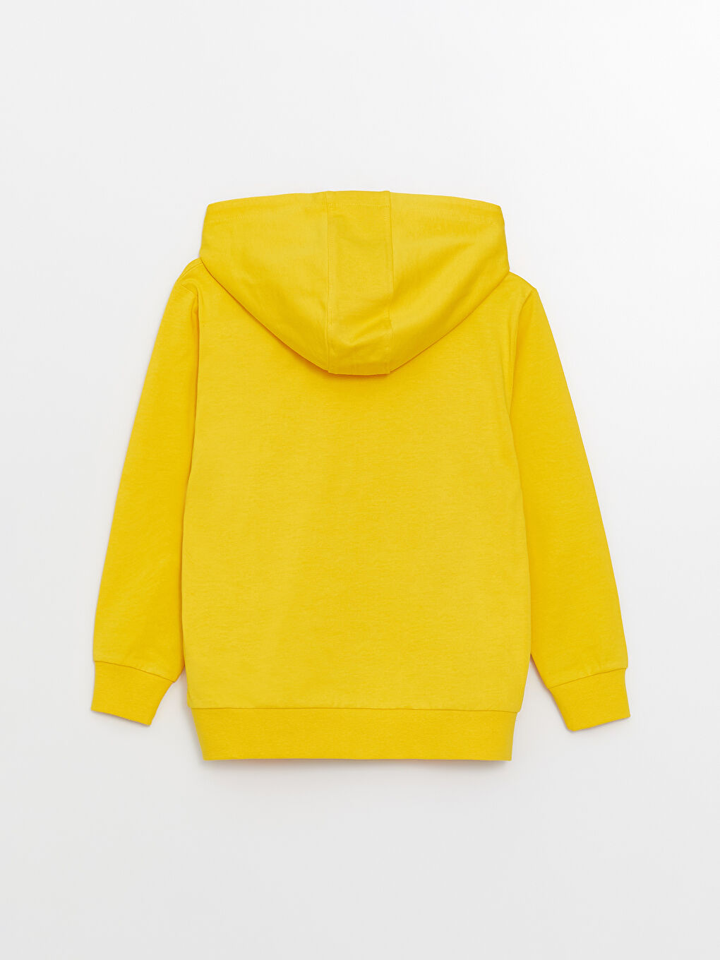 Sarı Kapüşonlu Basic Uzun Kollu Erkek Çocuk Fermuarlı Sweatshirt-1