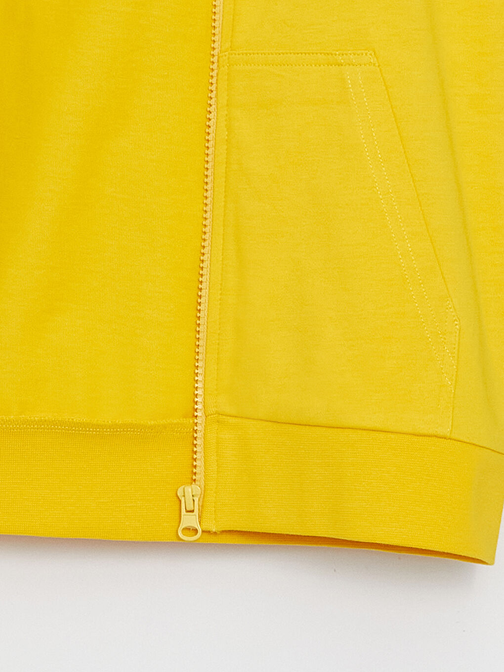 Sarı Kapüşonlu Basic Uzun Kollu Erkek Çocuk Fermuarlı Sweatshirt-2