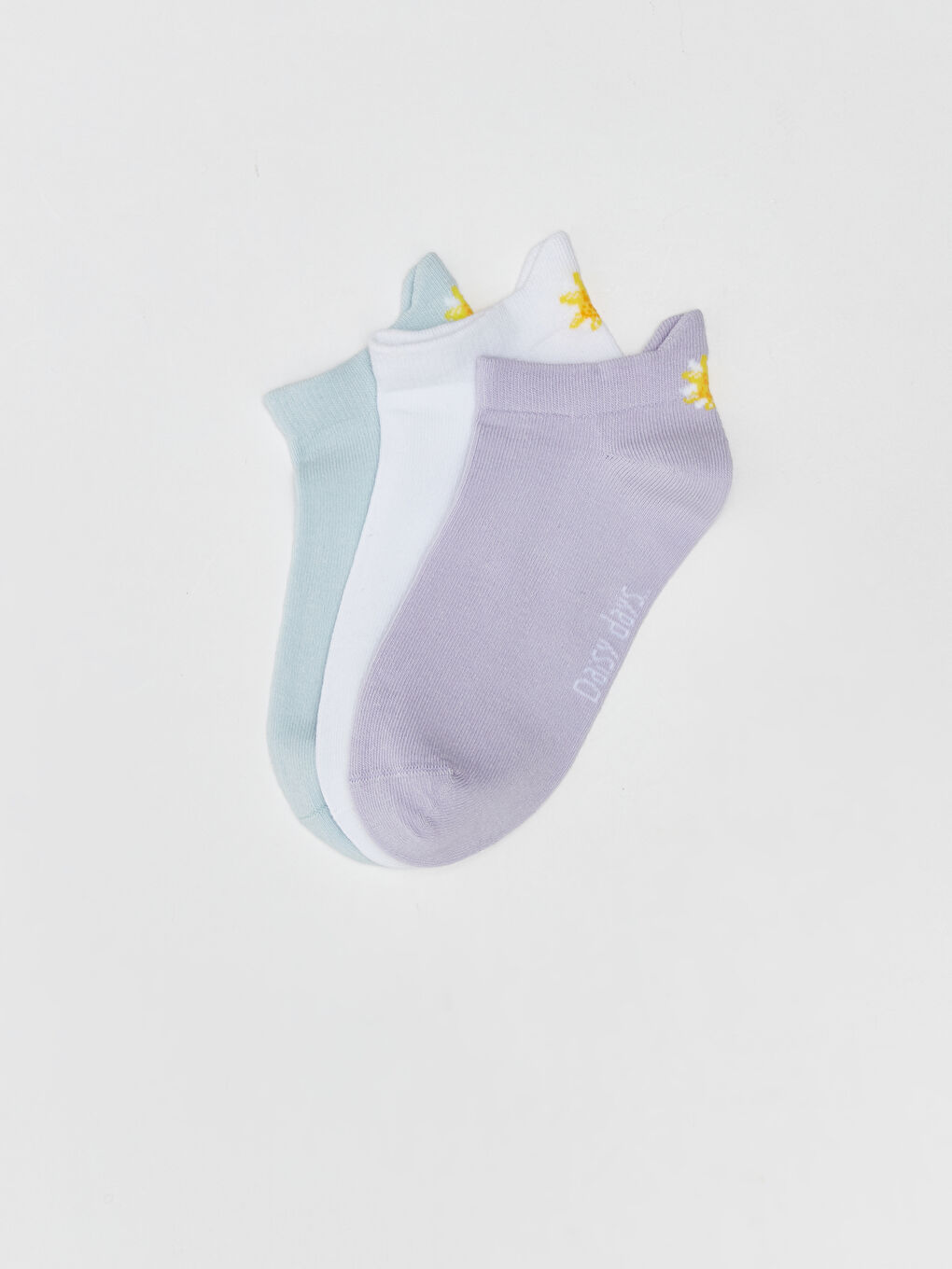 Lila Baskılı Kadın Patik Çorap 3'lü-1