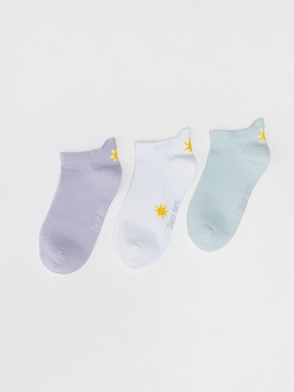 Lila Baskılı Kadın Patik Çorap 3'lü-3